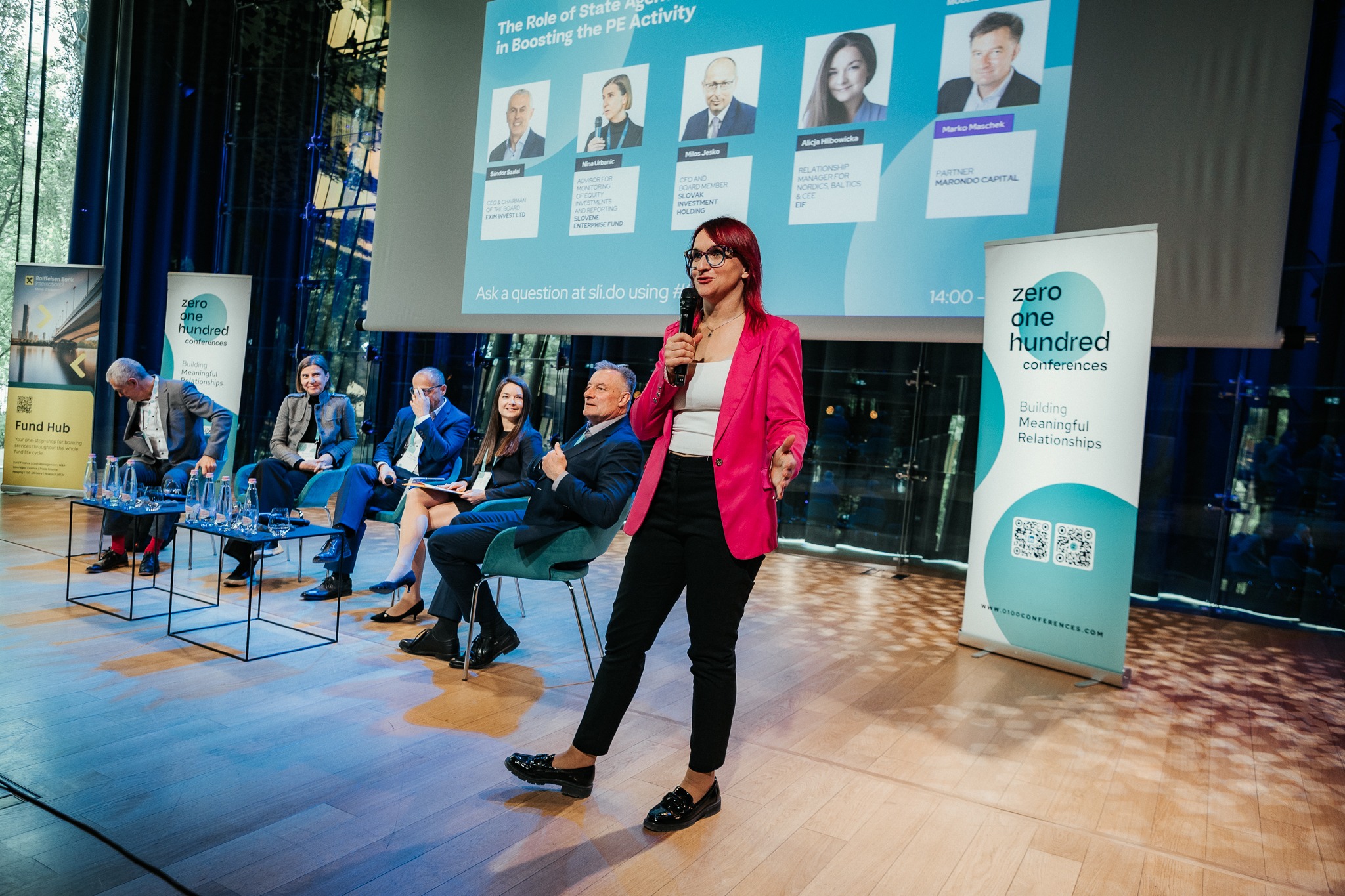 Sonia Nieradzik speaking alongside an international conference panel