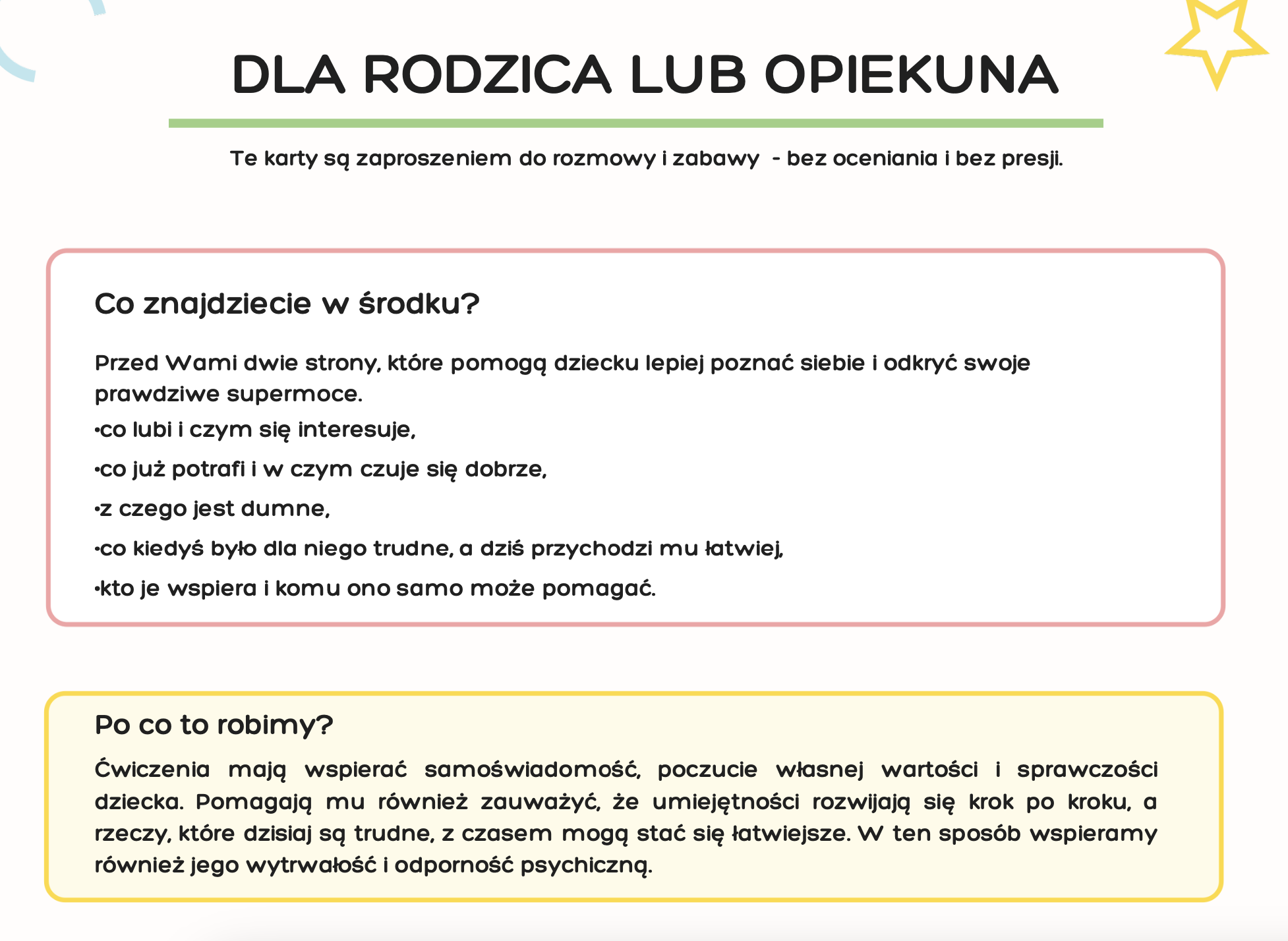 Fragment wskazówek dla rodzica